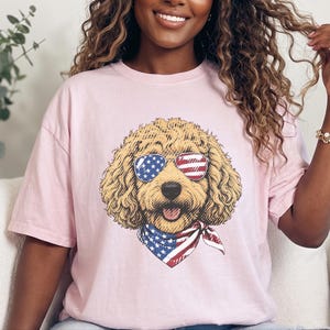 Comfort Colors Patriotic Dog Shirt, Goldendoodle Mom T-Shirt, Fourth of July Dog Dad Sweatshirt, USA Doodle Pet Owner Tops, 4th Of July Dog image 10