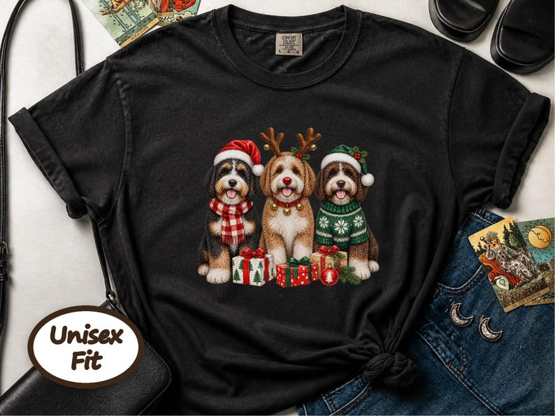 Bernedoodle Christmas Sweatshirt, Festive Dog Crewneck, Christmas Bernedoodle Gift, Holiday Dog Lover Shirt, Winter Puppy Sweatshirt afbeelding 10