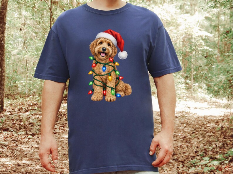 Labradoodle Christmas Shirt, Holiday Pet Shirt, Christmas Dog Mom, Labradoodle Gift, Christmas Lights Tee, Dog Lover Christmas Gift image 3