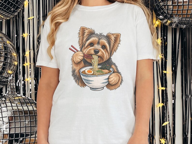 Yorkshire-Terrier-Shirt, Geschenk für Yorkshire-Terrier-Mama, Ramen-Liebhaber-Shirt, Shirt für japanisches Essen, Geschenk für Hundeliebhaber Bild 5