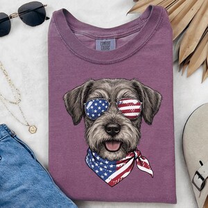 Comfort Colors Patriotic Schnoodle Dog Shirt, Independence Day Dog Mom Sweatshirt, Red White Blue American Flag Dog Lover Tee, Schnoodle Dad Bild 2