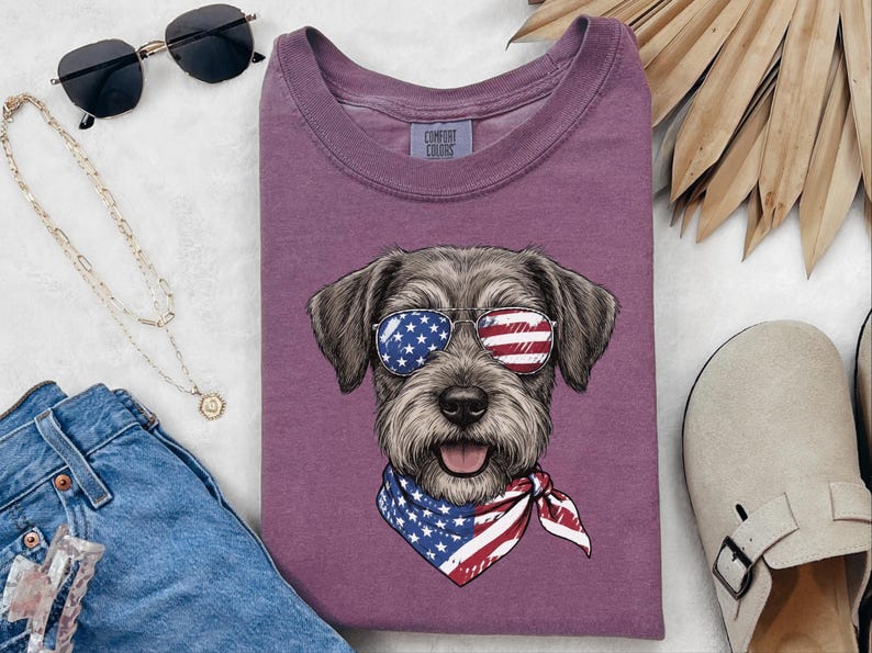 Comfort Colors Patriotic Schnoodle Dog Shirt, Independence Day Dog Mom Sweatshirt, Red White Blue American Flag Dog Lover Tee, Schnoodle Dad Bild 2