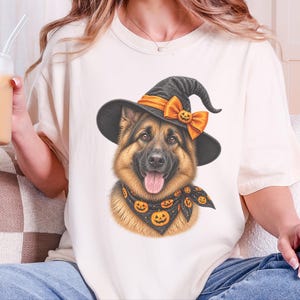 German Shepherd Halloween Shirt, Dog Mom Gift, Witch Dog Shirt, GSD Fall Tee, Spooky Dog Mom, Halloween Pet Lover image 3