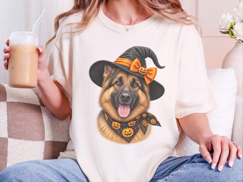 German Shepherd Halloween Shirt, Dog Mom Gift, Witch Dog Shirt, GSD Fall Tee, Spooky Dog Mom, Halloween Pet Lover image 3