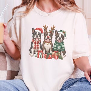 Boston Terrier Christmas Shirt, Dog Christmas Shirt, Boston Terrier Gift, Christmas Pet Shirt, Santa Dog Shirt, Holiday Dog Tee