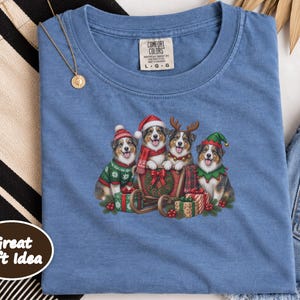 Christmas Australian Shepherd Shirt, Aussie Dog Mom Gift, Festive Holiday Sleigh Graphic Tee, Australian Christmas Sweatshirt afbeelding 7
