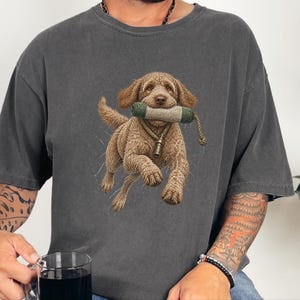 Labradoodle Shirt, Labradoodle Gift, Waterfowl Hunter, Hunting Dog Art, Outdoor Enthusiast, Duck Hunting Tee, Doodle Dog Dad Gift image 3