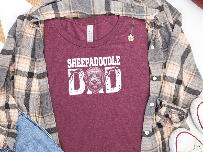 Sheepadoodle Dad Tee, Doodle Dad Shirt, Funny Dog Owner Graphic, Personalized Pet Lover Tee, Fathers Day Dog Parent Apparel, Funny Dog Tee image 7