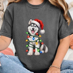 Husky Christmas Shirt, Husky Christmas Sweatshirt, Dog Christmas Gift, Holiday Dog Owner Gift, Siberian Husky Lover Tee image 2