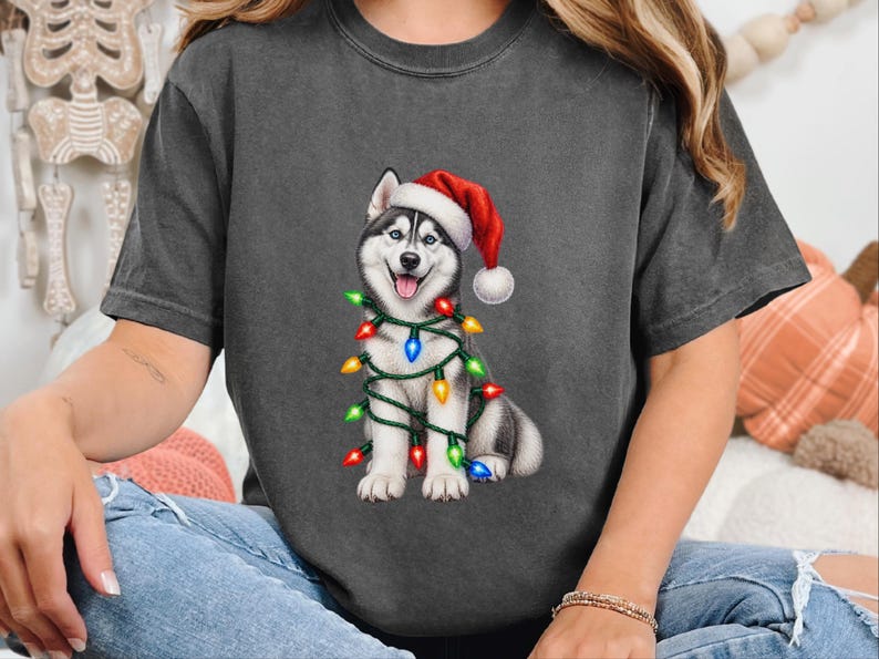 Husky Christmas Shirt, Husky Christmas Sweatshirt, Dog Christmas Gift, Holiday Dog Owner Gift, Siberian Husky Lover Tee image 2