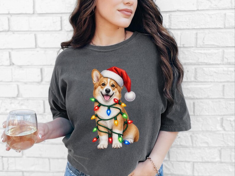 Kersttrui met Corgi-print, kerstshirt voor honden, kerstcadeau voor Corgi's, T-shirt voor hondenliefhebbers, cadeau voor Corgi-moeders afbeelding 8