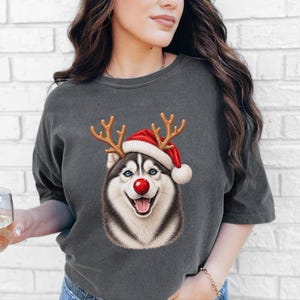 Husky Christmas Shirt, Christmas Dog Sweatshirt, Husky Lover Gift, Santa Paws Holiday Tee, Siberian Husky Mom Shirt image 6