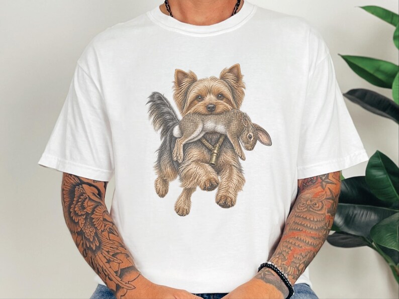 Yorkshire-Terrier-Shirt, Geschenk für Yorkshire-Terrier-Fans, Vintage-Hundemotiv, Jagdhund-Shirt, Arbeitshund-Shirt, Bootleg-Hunde-Shirt, Lustiges Yorkshire-Terrier-Geschenk Bild 2