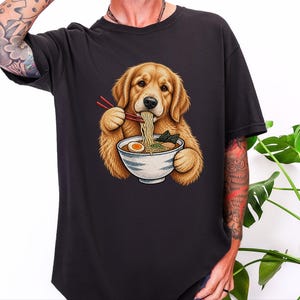 Golden Retriever-tröja, Ramen-älskare, rolig hundtröja, japansk matkonst, nudelälskare-t-shirt, Golden Mom-present bild 2