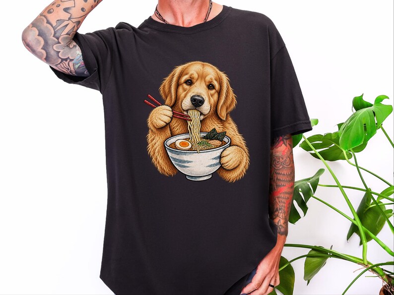 Golden Retriever-tröja, Ramen-älskare, rolig hundtröja, japansk matkonst, nudelälskare-t-shirt, Golden Mom-present bild 2