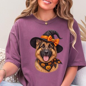 German Shepherd Halloween Shirt, Dog Mom Gift, Witch Dog Shirt, GSD Fall Tee, Spooky Dog Mom, Halloween Pet Lover image 2