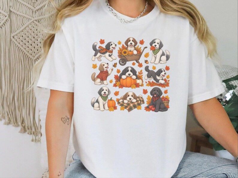 Sheepadoodle Fall Sweatshirt, Autumn Dog Shirt, Sheepadoodle Mom Gift, Doodle Dog Lover Shirt, Pumpkin Spice Tee image 4