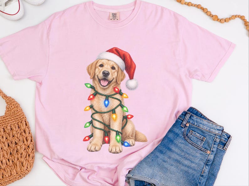 Maglietta natalizia per cani, regalo di Natale per Labrador giallo, maglietta per amanti dei cani per le feste, felpa natalizia per Labrador immagine 7