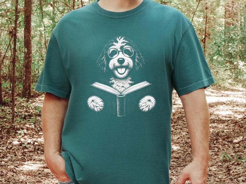 Camiseta para perros lectores, regalo para mamás de Bernedoodle, camiseta para Bernedoodles lectores, amante de los perros lectores, regalo para dueños de Doodles, camiseta de biblioteca imagen 4