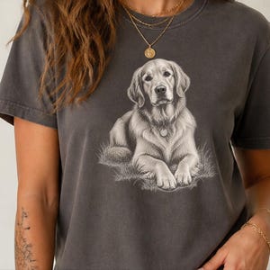Golden Retriever Shirt, Golden Retriever Gift, Golden Retriever Dog Mom Tee, Vintage Sketch Print, Dog Lover Shirt image 4