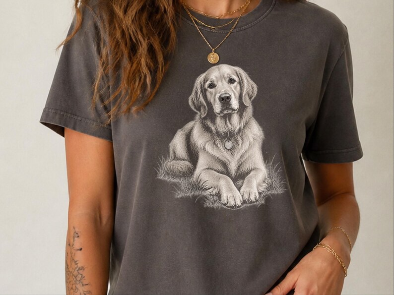 Golden Retriever Shirt, Golden Retriever Gift, Golden Retriever Dog Mom Tee, Vintage Sketch Print, Dog Lover Shirt image 4