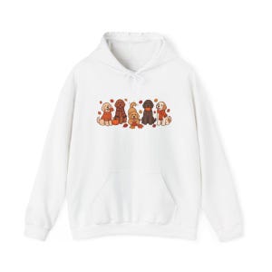 Camiseta Goldendoodle de otoño, regalo para mamás Goldendoodle, camiseta de hojas de otoño, suéter para amantes de los perros con estampado de calabazas, prenda acogedora para la temporada. imagen 12