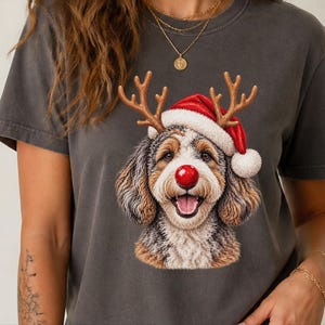 Aussiedoodle Christmas Shirt, Holiday Pet Gift, Christmas Dog Mom Sweatshirt, Festive Dog Tee, Aussiedoodle Lover Shirt image 2