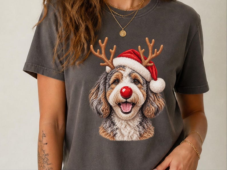 Aussiedoodle Christmas Shirt, Holiday Pet Gift, Christmas Dog Mom Sweatshirt, Festive Dog Tee, Aussiedoodle Lover Shirt image 2