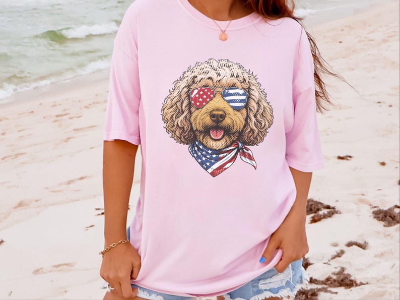 Comfort Colors Patriotic Dog Shirt, Cockapoo Goldendoodle Sweatshirt, American Heritage Independence Celebration Crewneck, Cockapoo Shirt immagine 3