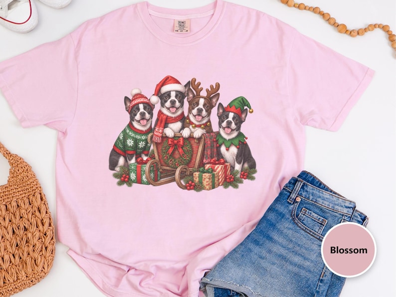 Boston Terrier Christmas Shirt, Boston Terrier Gift, Christmas Dog Shirt, Holiday Dog Lover Tee, Festive Pet Owner Gift image 1