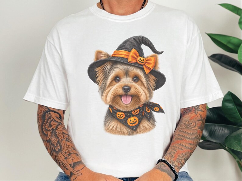 Yorkie Halloween Shirt, Yorkie Mom Gift, Witch Dog Shirt, Halloween Dog Shirt, Yorkie Lover Gift, Fall Dog Sweatshirt image 4