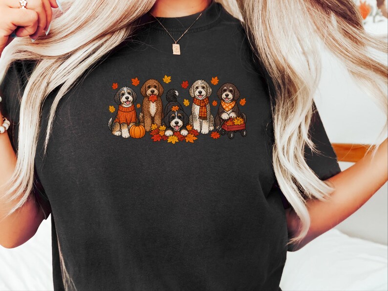 Aussiedoodle-Herbstshirt, Herbst-Hundeshirt, Geschenk für Doodle-Mamas, Kürbis-Shirt, Thanksgiving-Hundeshirt, Geschenk für Hundeliebhaber Bild 9
