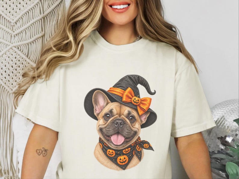 Frenchie Halloween Shirt, Frenchie Mom Gift, Halloween Dog Shirt, French Bulldog Mom Tee, Witch Dog Shirt, Spooky Dog Mom image 5