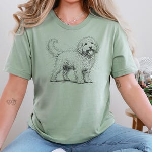 Golden Doodle Shirt and Canine Gift, Golden Doodle Sketch Custom Pet Art, Dog Mama Dad Apparel, Labradoodle Lover., Goldendoodle Shirt image 1