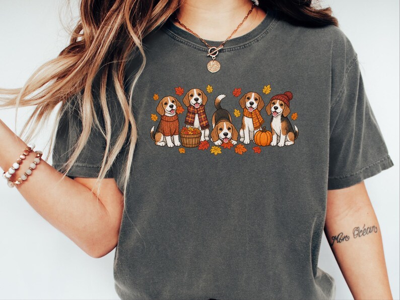 Beagle Shirt, Fall Dog Lover Gift, Cute Beagle Tee, Autumn Dog Shirt, Beagle Mom Gift image 3