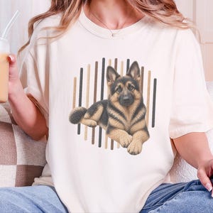 T-shirt met Duitse Herder-hond, cadeau voor Duitse Herder-moeder, T-shirt voor liefhebbers van Duitse Herders, cadeau voor hondengeleider, kleding voor hondenbezitters afbeelding 5