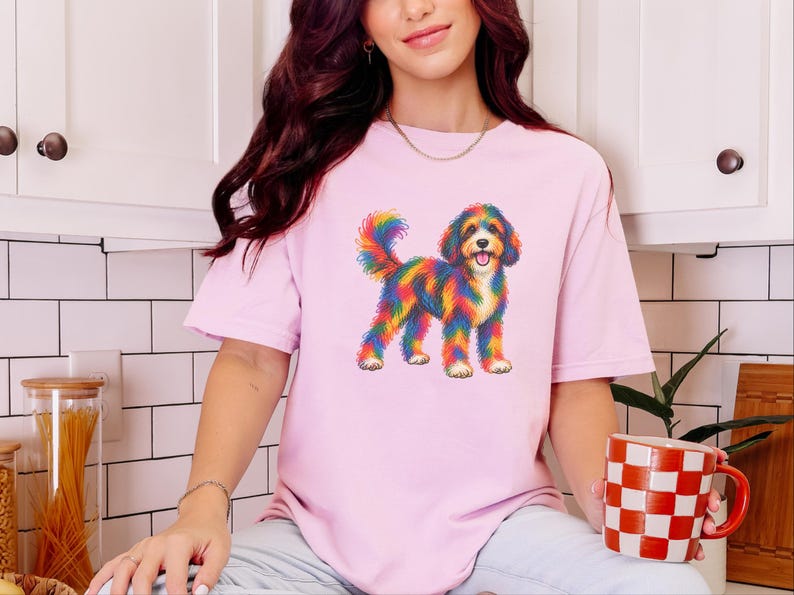 Bernedoodle-Shirt, Geschenkidee für Bernedoodle-Mama, Bunte Hunde-Motive, Doodle-Hunde-T-Shirt, Geschenkidee für Bernedoodle-Besitzer Bild 8