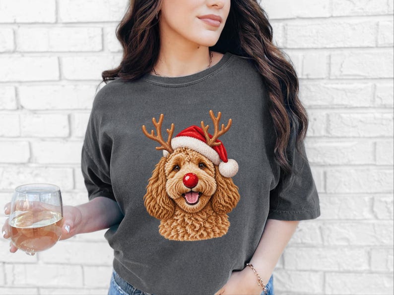 Maglietta natalizia con Cockapoo, regalo di Natale per amanti dei Cockapoo, felpa per cani per le feste, maglietta per la mamma di un Cockapoo, regalo festivo per gli amanti dei cani immagine 9