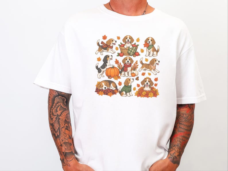 Beagle Fall Dog Shirt, Cute Autumn Puppy Tee, Beagle Mom Gift, Fall Dog Owner Shirt, Cozy Puppy Lover Sweatshirt image 2