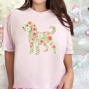 Comfort Colors Schnoodle Lover Schnoodle Floral Silhouette T-Shirt, Summer Flowers Dog Tee, Pet Owner Present, Summer Flowers Shirt image 7