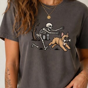 French Bulldog Halloween Shirt, Skeleton Dog Shirt, Funny Frenchie Gift, Spooky Pet Lover Tee, French Bulldog Mom Gift image 9