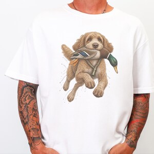 Duck Hunter Shirt, Cockapoo Dog Lover Gift, Waterfowl Hunting Tee, Mallard Duck Art, Outdoorsman Apparel image 4