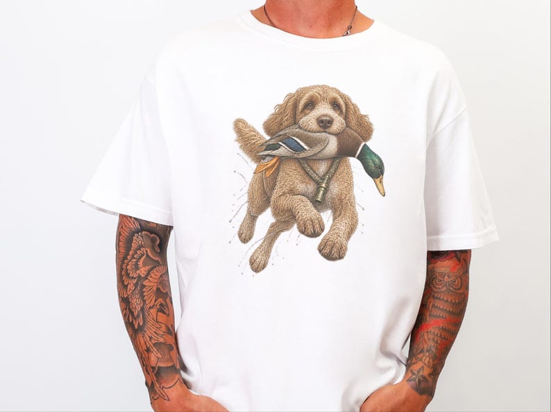 Duck Hunter Shirt, Cockapoo Dog Lover Gift, Waterfowl Hunting Tee, Mallard Duck Art, Outdoorsman Apparel image 4