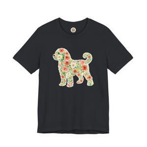 T-Shirt für Schnoodle-Fans, Schnoodle-Blumenmotiv, Boho-Frühlings-Blumen-T-Shirt, Doodle-Hundebesitzer-Shirt, Haustier-Silhouette-Shirt Bild 12