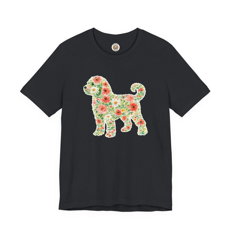 T-Shirt für Schnoodle-Fans, Schnoodle-Blumenmotiv, Boho-Frühlings-Blumen-T-Shirt, Doodle-Hundebesitzer-Shirt, Haustier-Silhouette-Shirt Bild 12