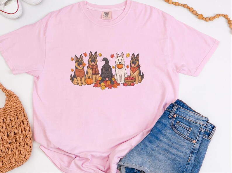 Fall German Shepherd Shirt, German Shepherd Mom Gift, Autumn Dog Lover Tee, Gsd Sweatshirt, Pumpkin Season Hoodie image 3
