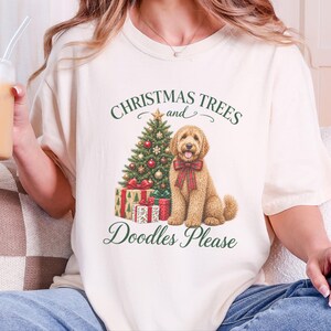 Kerstshirt voor honden, kerstcadeau voor Labradoodles, kerstbomen en doodles, trui voor hondenmoeders, T-shirt voor Labradoodle-liefhebbers, feestelijke top voor huisdiereigenaren afbeelding 9