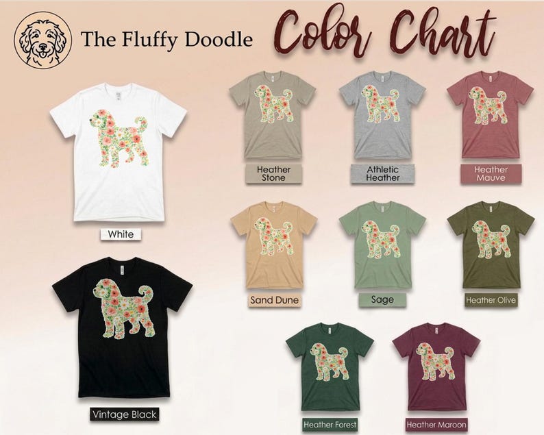 T-Shirt für Schnoodle-Fans, Schnoodle-Blumenmotiv, Boho-Frühlings-Blumen-T-Shirt, Doodle-Hundebesitzer-Shirt, Haustier-Silhouette-Shirt Bild 7