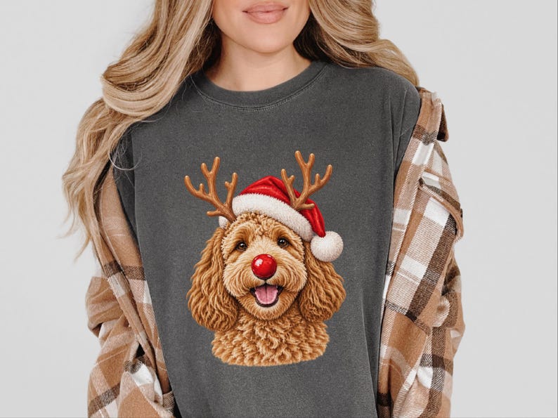 Maglietta natalizia con Cockapoo, regalo di Natale per amanti dei Cockapoo, felpa per cani per le feste, maglietta per la mamma di un Cockapoo, regalo festivo per gli amanti dei cani immagine 7