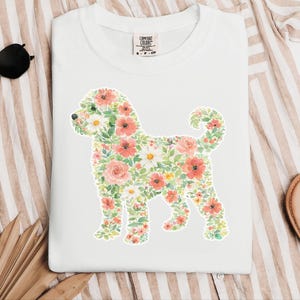 Comfort Colors Schnoodle Lover Schnoodle Floral Silhouette T-Shirt, Summer Flowers Dog Tee, Pet Owner Present, Summer Flowers Shirt image 5